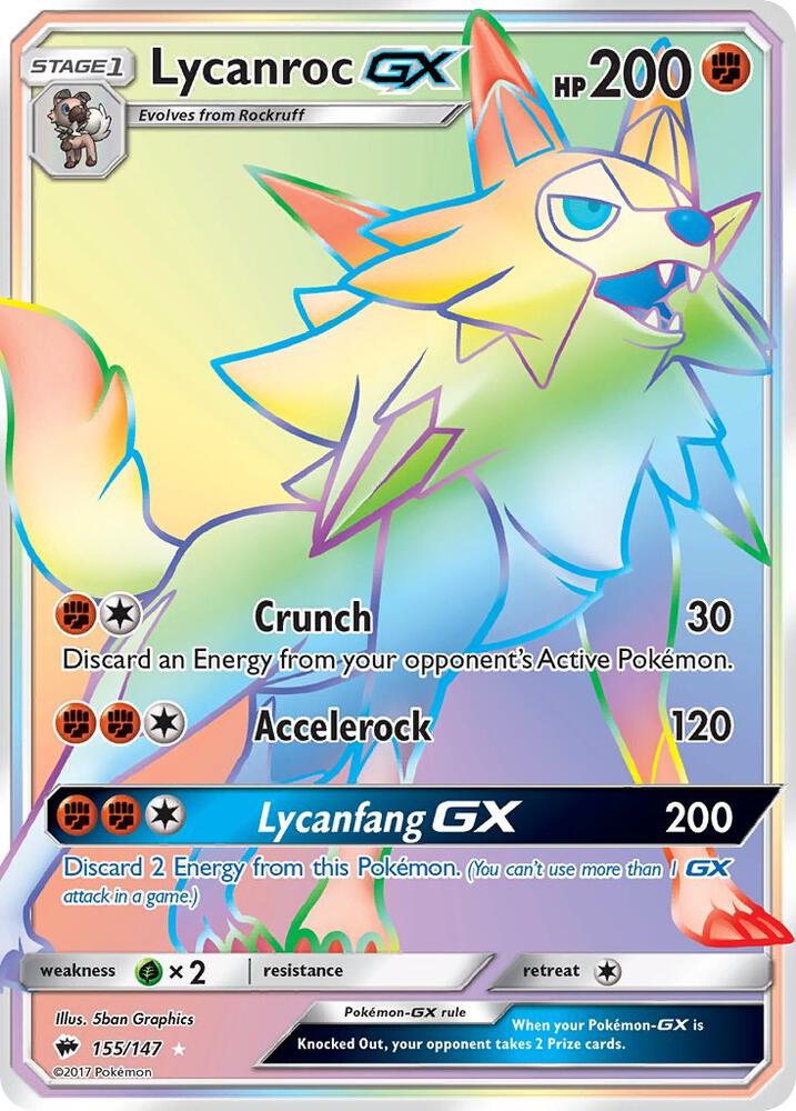 Lycanroc GX (Secret) 155/147 card from SM - Burning Shadows