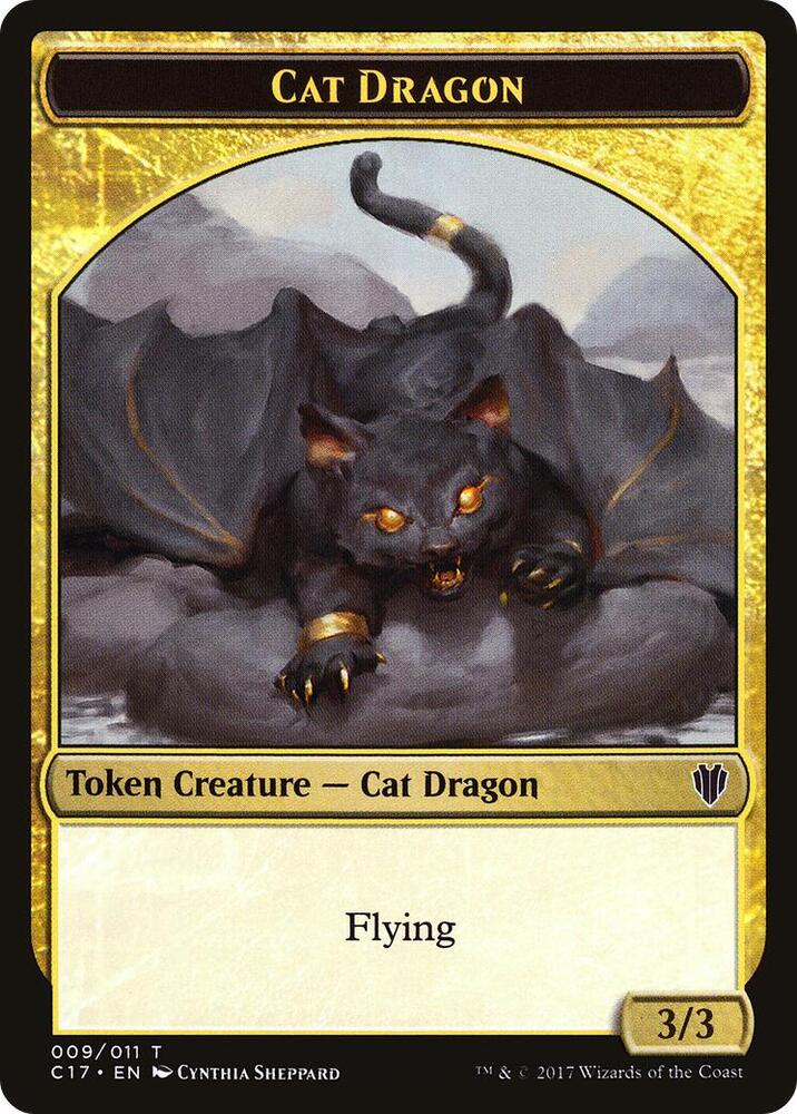Cat Dragon // Dragon Double-Sided Token 9 // 7 card from Commander 2017