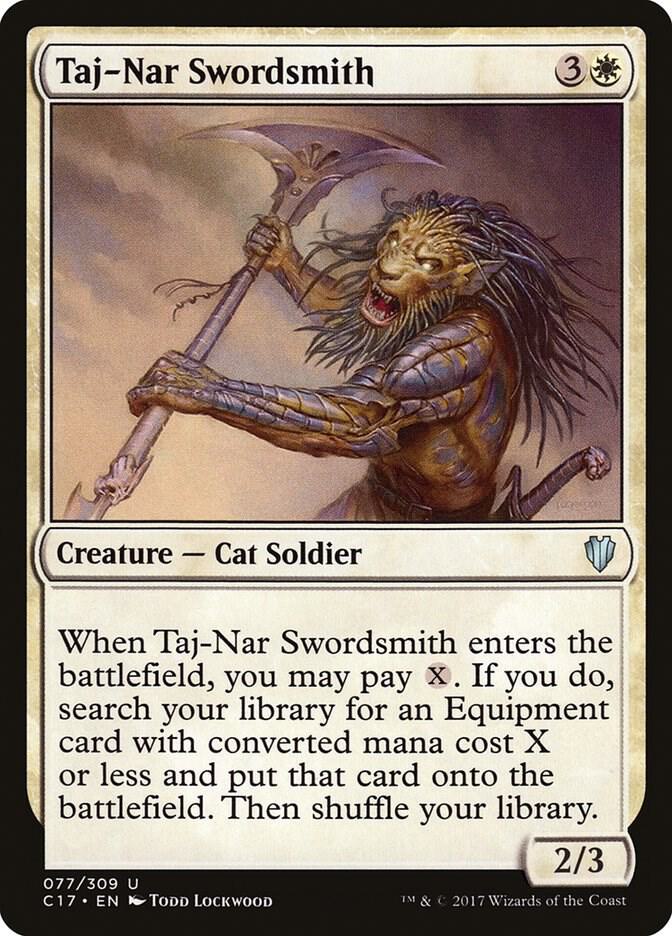 Taj-Nar Swordsmith 77 card from Commander 2017