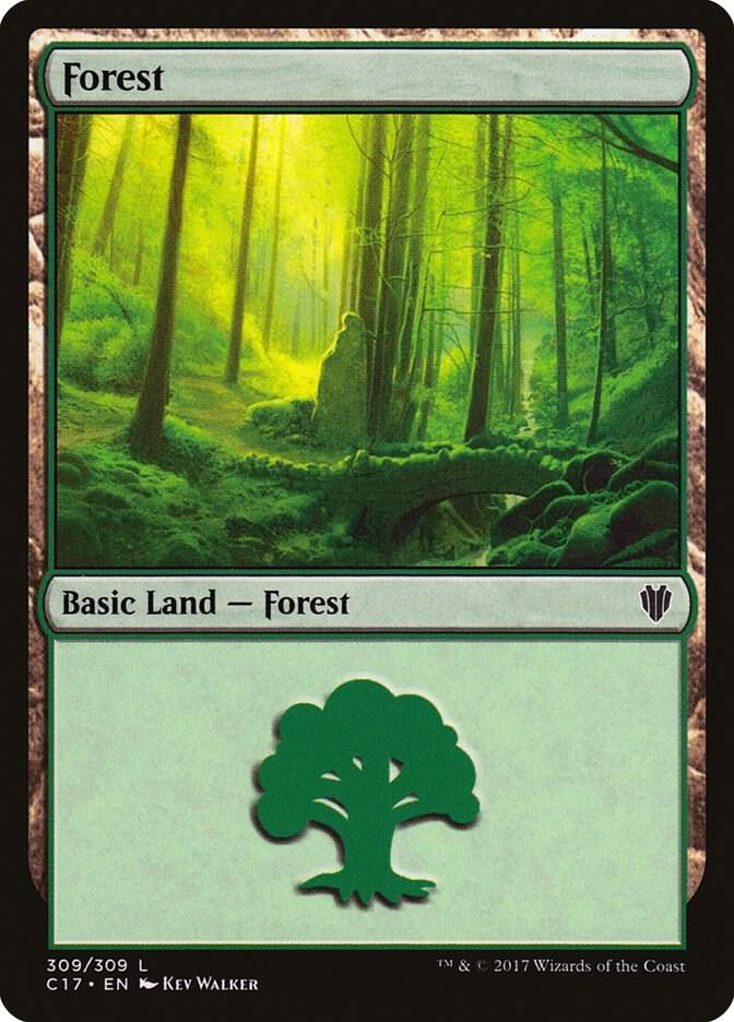 Forest 309 card from Commander 2017