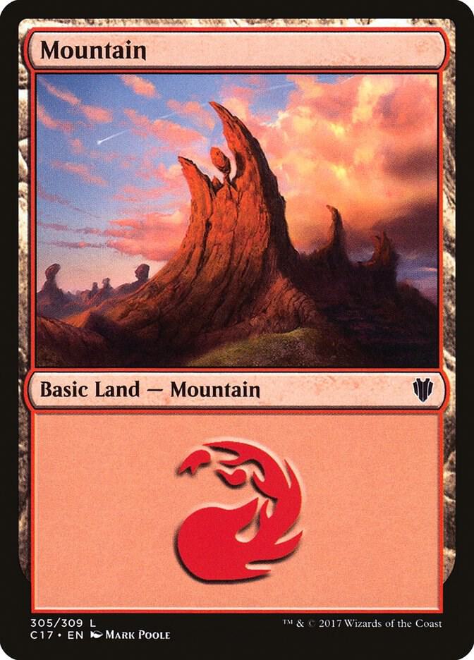 Mountain 305 card from Commander 2017