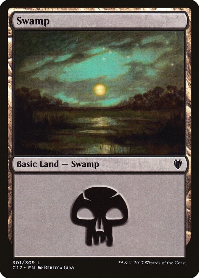 Swamp 301 card from Commander 2017