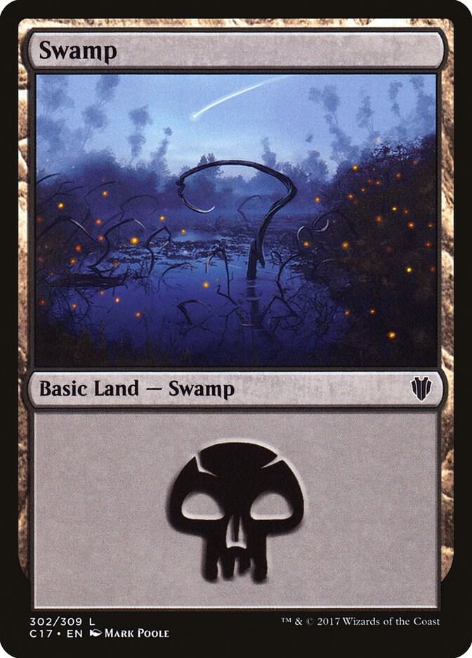 Swamp 302 card from Commander 2017