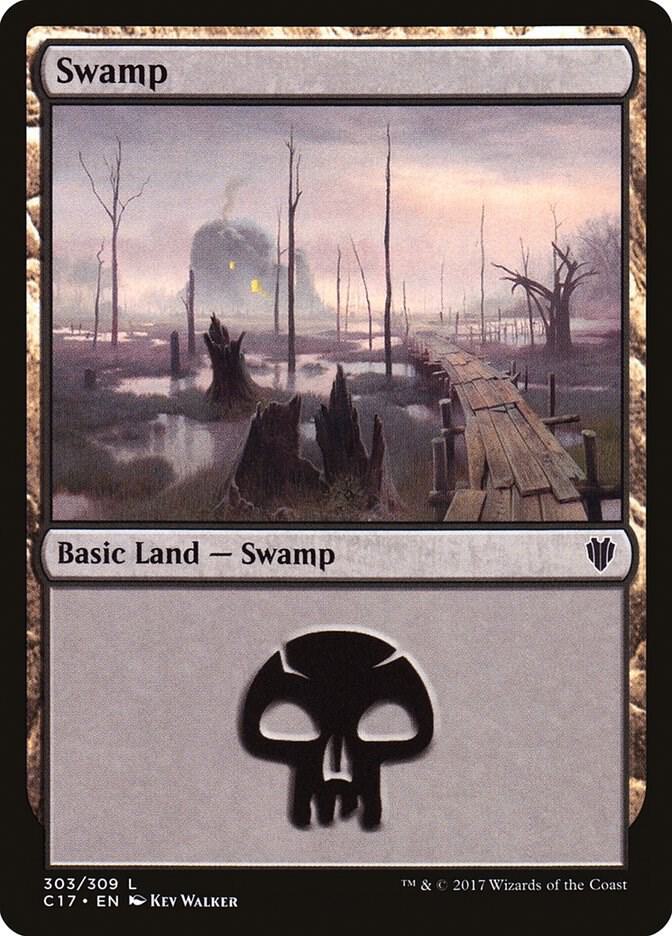 Swamp 303 card from Commander 2017