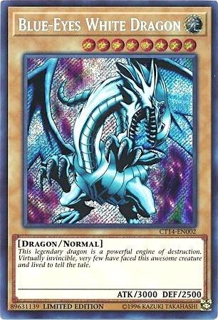 Blue-Eyes White Dragon CT14-EN002 card from 2017 Mega-Tins