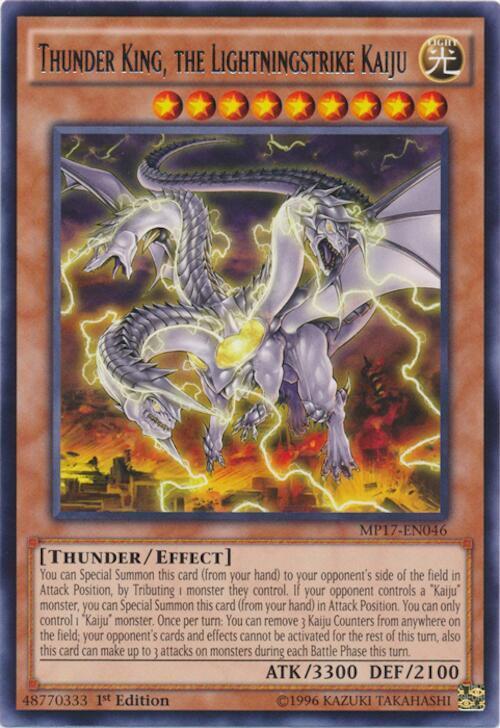 Thunder King, the Lightningstrike Kaiju MP17-EN046 card from 2017 Mega-Tins Mega Pack