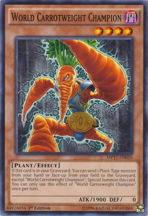 World Carrotweight Champion MP17-EN050 card from 2017 Mega-Tins Mega Pack