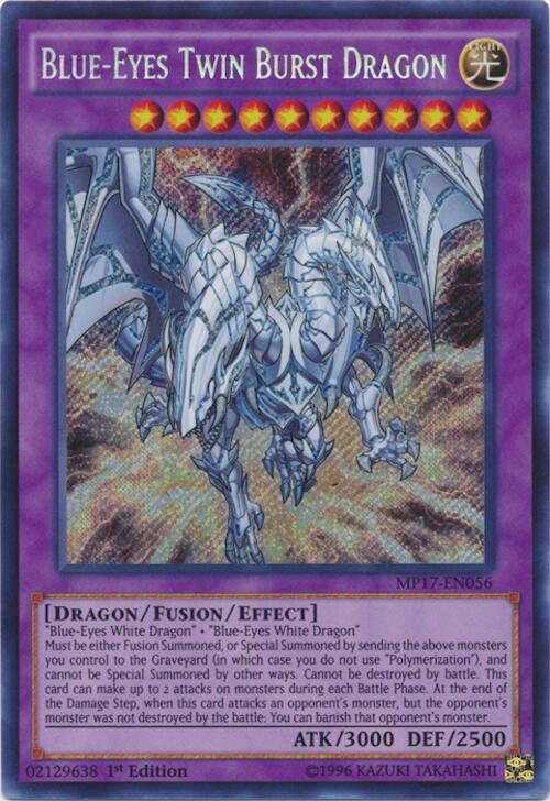 Blue-Eyes Twin Burst Dragon MP17-EN056 card from 2017 Mega-Tins Mega Pack