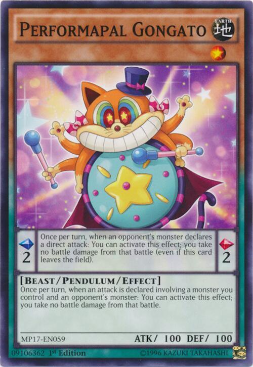 Performapal Gongato MP17-EN059 card from 2017 Mega-Tins Mega Pack