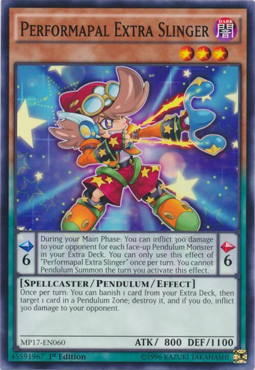 Performapal Extra Slinger MP17-EN060 card from 2017 Mega-Tins Mega Pack