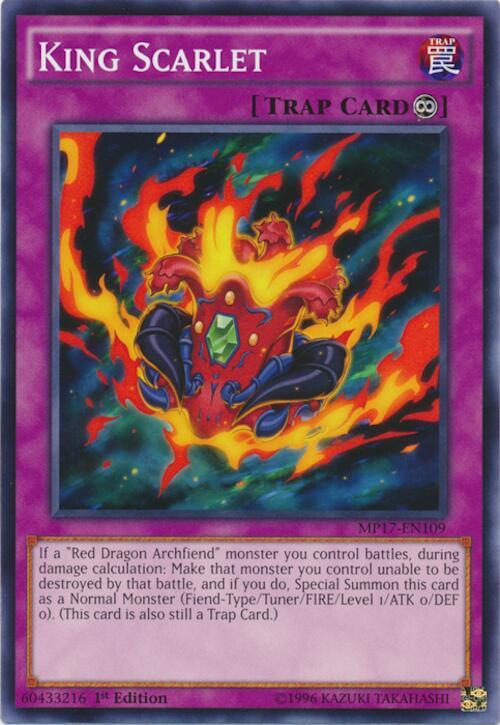 King Scarlet MP17-EN109 card from 2017 Mega-Tins Mega Pack