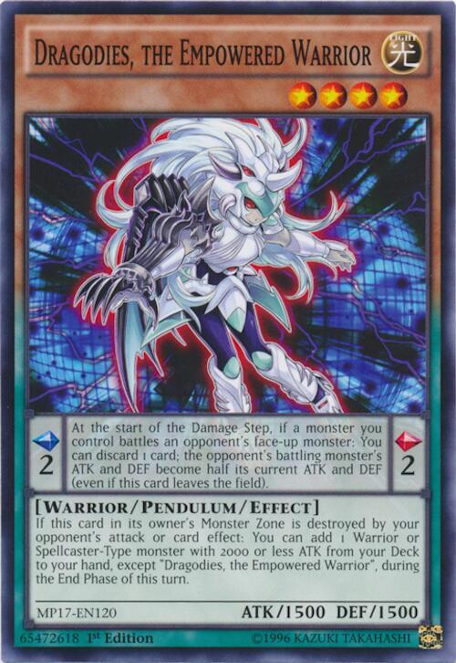 Dragodies, the Empowered Warrior MP17-EN120 card from 2017 Mega-Tins Mega Pack