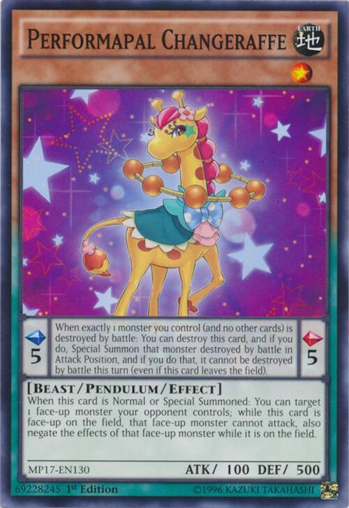 Performapal Changeraffe MP17-EN130 card from 2017 Mega-Tins Mega Pack