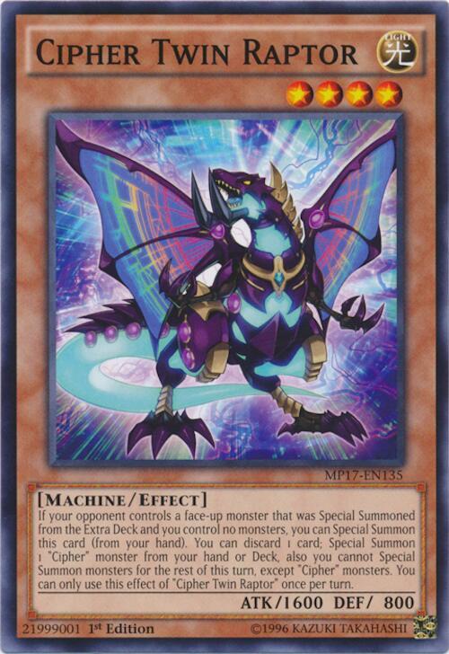 Cipher Twin Raptor MP17-EN135 card from 2017 Mega-Tins Mega Pack