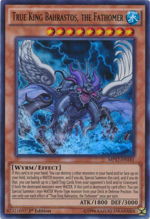 True King Bahrastos, the Fathomer MP17-EN141 card from 2017 Mega-Tins Mega Pack