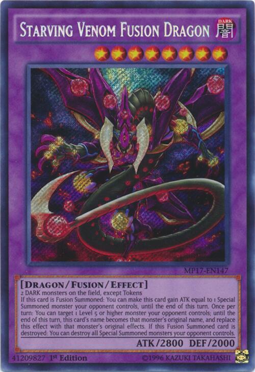 Starving Venom Fusion Dragon MP17-EN147 card from 2017 Mega-Tins Mega Pack
