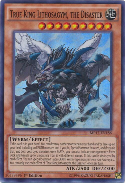 True King Lithosagym, the Disaster MP17-EN186 card from 2017 Mega-Tins Mega Pack