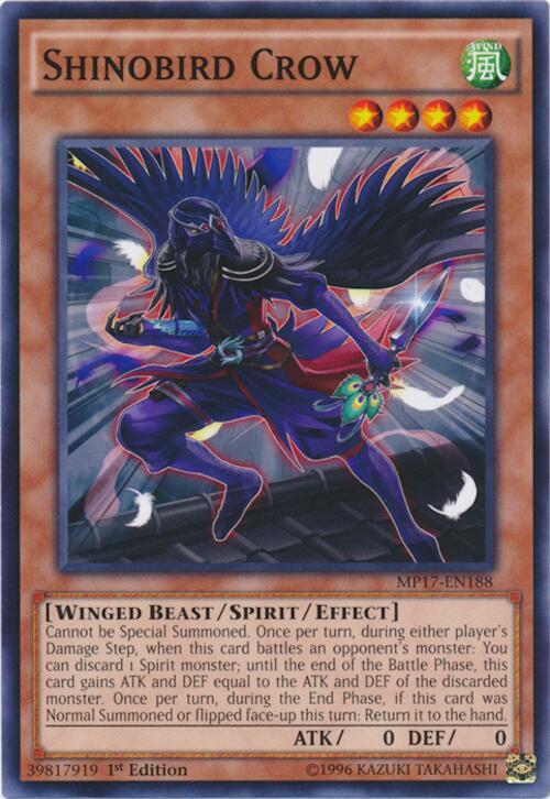 Shinobird Crow MP17-EN188 card from 2017 Mega-Tins Mega Pack
