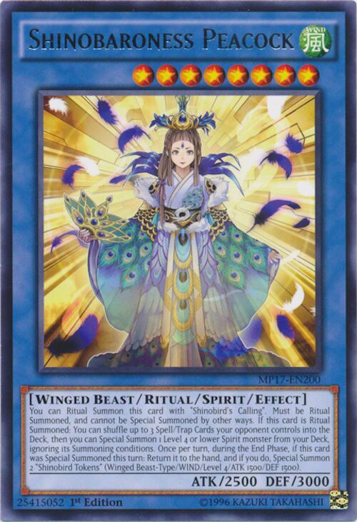 Shinobaroness Peacock MP17-EN200 card from 2017 Mega-Tins Mega Pack