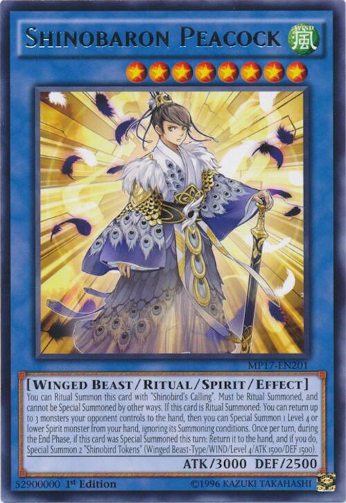 Shinobaron Peacock MP17-EN201 card from 2017 Mega-Tins Mega Pack