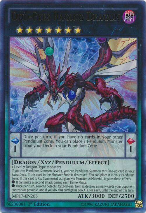 Odd-Eyes Raging Dragon MP17-EN205 card from 2017 Mega-Tins Mega Pack