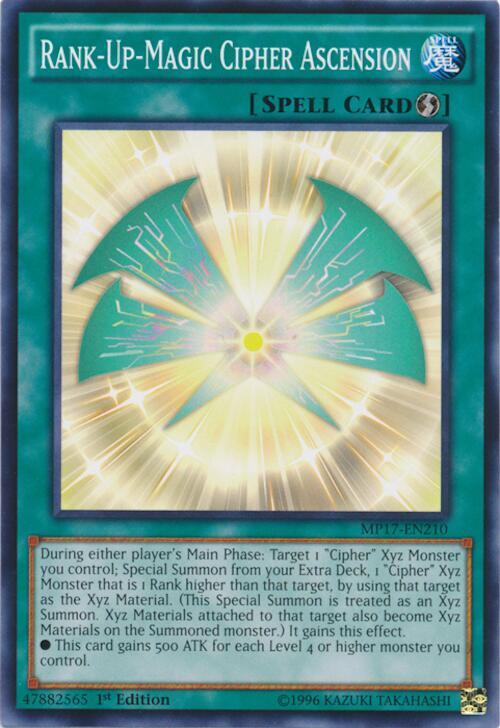 Rank-Up-Magic Cipher Ascension MP17-EN210 card from 2017 Mega-Tins Mega Pack