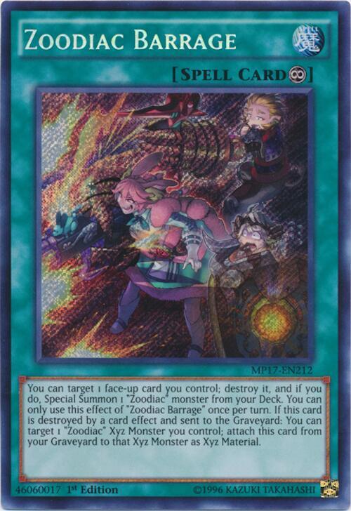 Zoodiac Barrage MP17-EN212 card from 2017 Mega-Tins Mega Pack