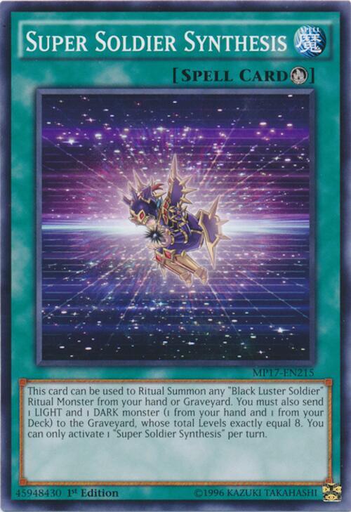 Super Soldier Synthesis MP17-EN215 card from 2017 Mega-Tins Mega Pack