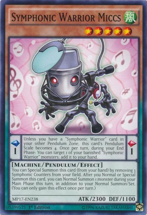 Symphonic Warrior Miccs MP17-EN238 card from 2017 Mega-Tins Mega Pack