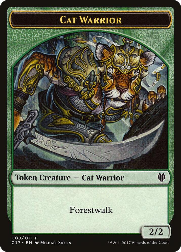 Cat Warrior // Rat Double-Sided Token 8 // 3 card from Commander 2017
