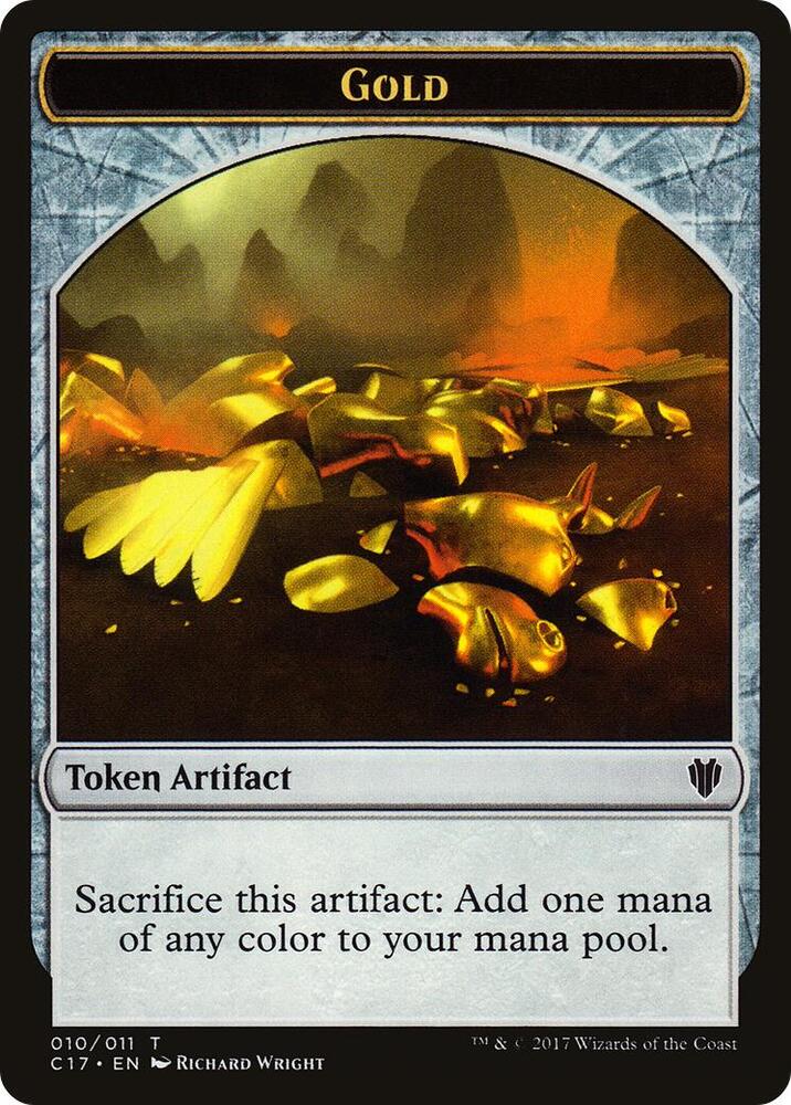 Gold // Cat Dragon Double-Sided Token 10 // 9 card from Commander 2017