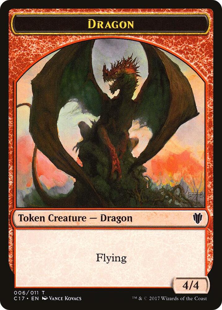 Dragon (006) // Gold Double-Sided Token 6 // 10 card from Commander 2017