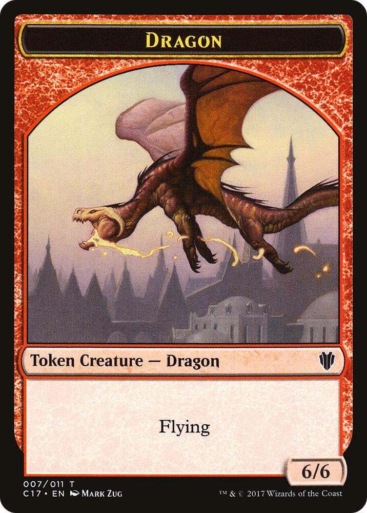 Dragon (007) // Gold Double-Sided Token 7 // 10 card from Commander 2017