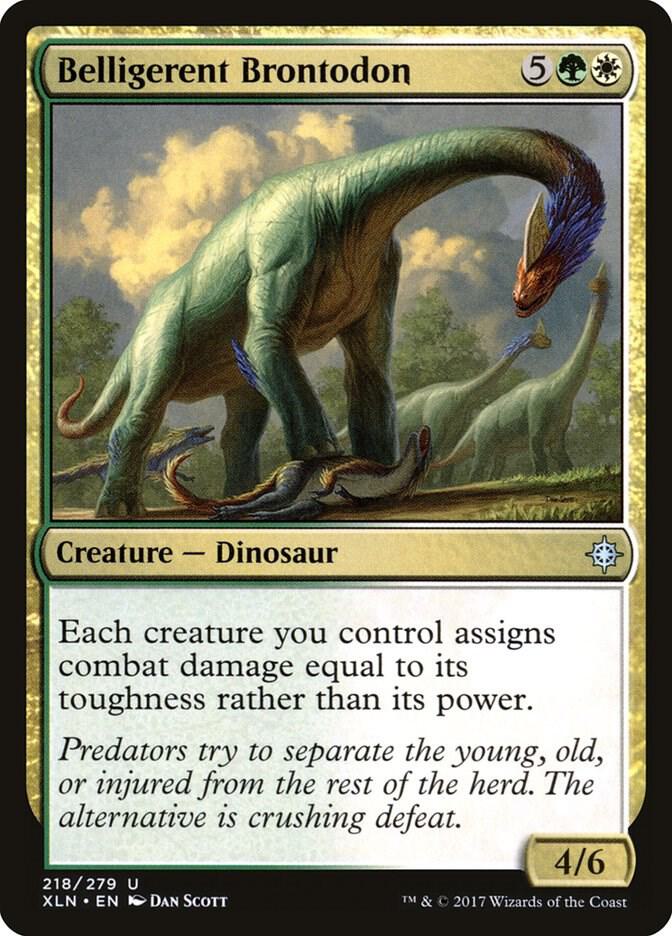 Belligerent Brontodon 218 card from Ixalan