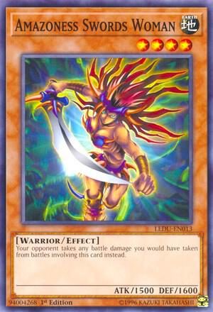 Amazoness Swords Woman LEDU-EN013 card from Legendary Duelists