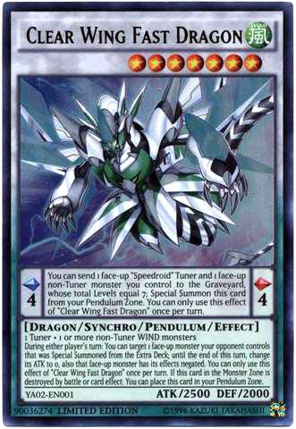 Clear Wing Fast Dragon YA02-EN001 card from Yu-Gi-Oh! ARC-V Promo Cards