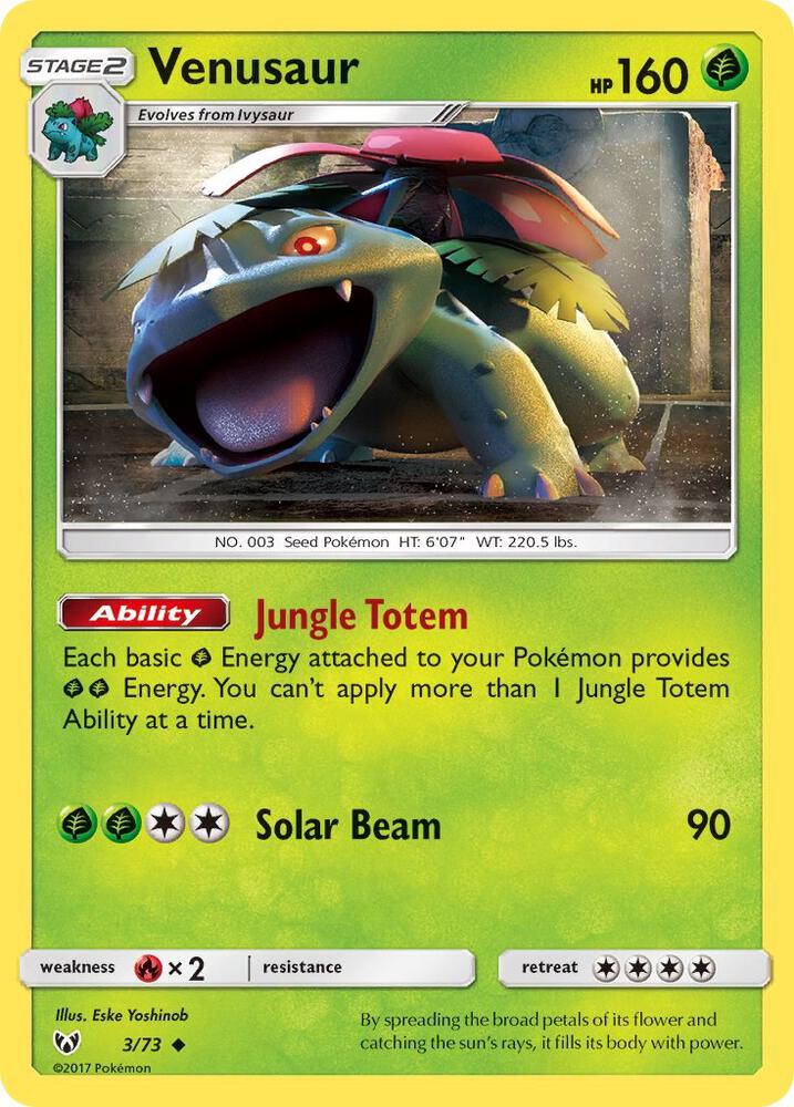 Venusaur 3/73 card from Shining Legends