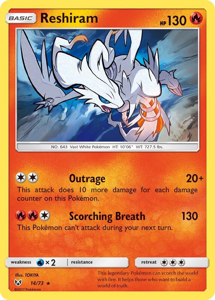 Reshiram 14/73 card from Shining Legends