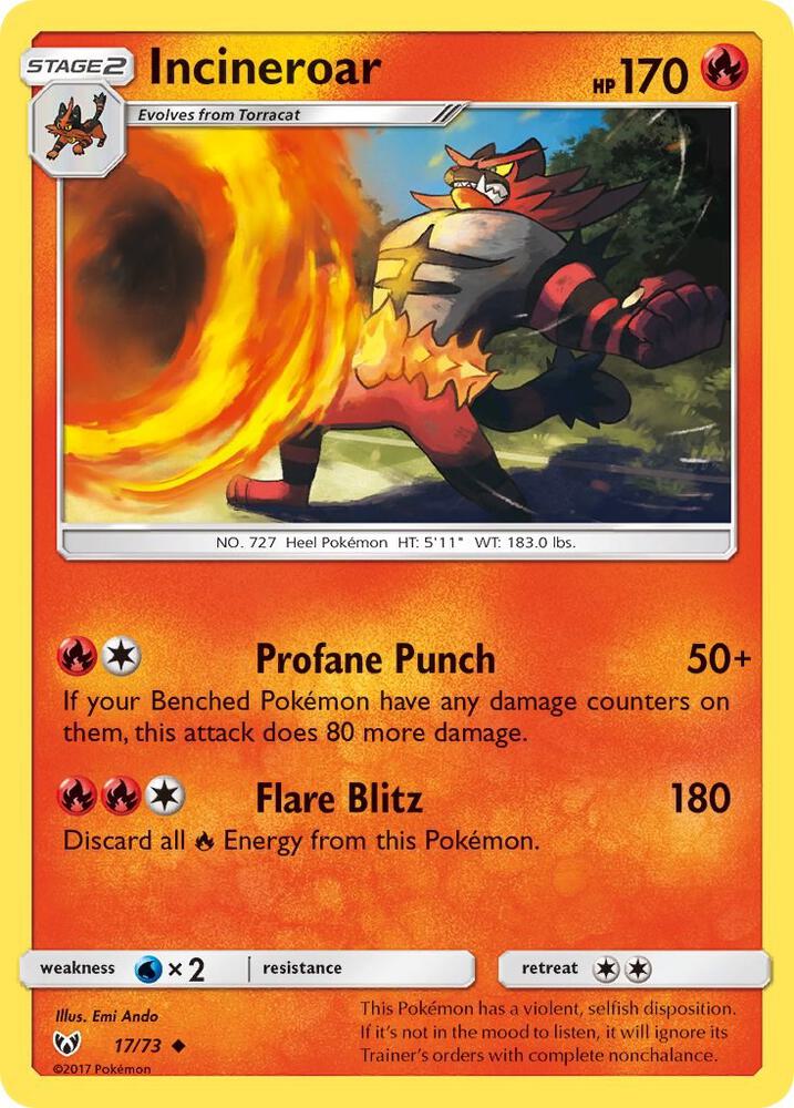 Incineroar 17/73 card from Shining Legends