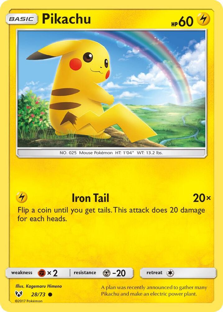 Pikachu 28/73 card from Shining Legends