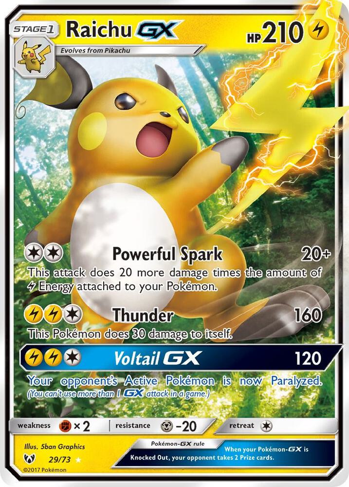 Raichu GX 29/73 card from Shining Legends