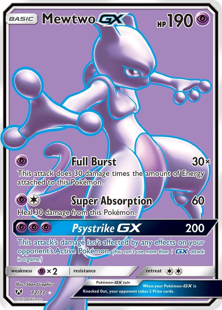 Mewtwo GX (Full Art) 72/73 card from Shining Legends