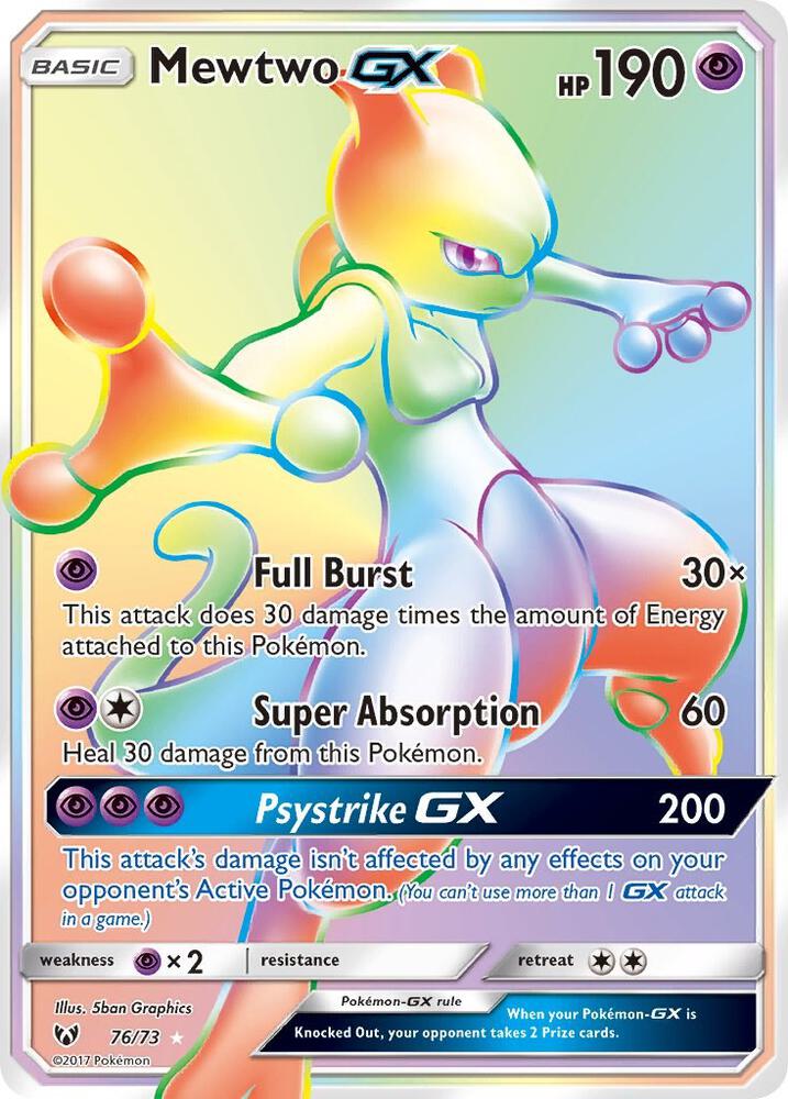 Mewtwo GX (Secret) 76/73 card from Shining Legends