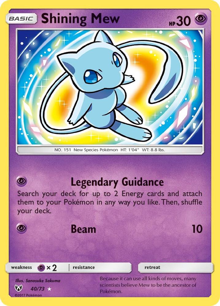 Shining Mew 40/73 card from Shining Legends