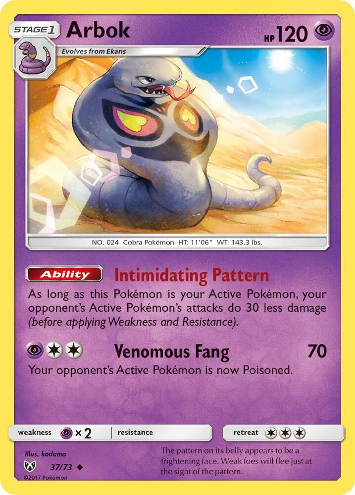 Arbok 37/73 card from Shining Legends