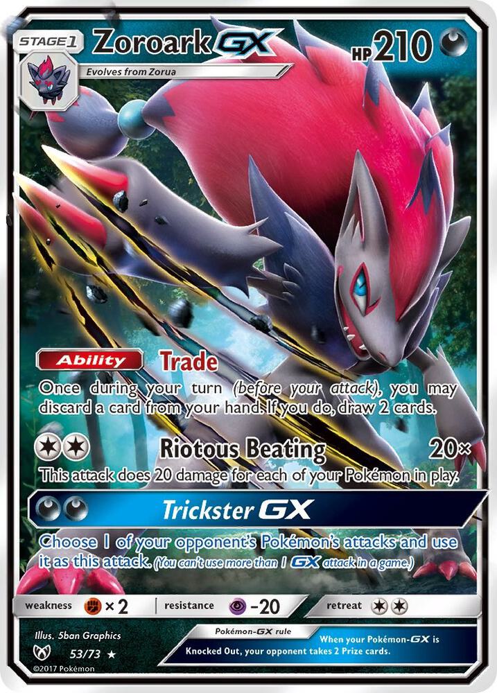 Zoroark GX 53/73 card from Shining Legends