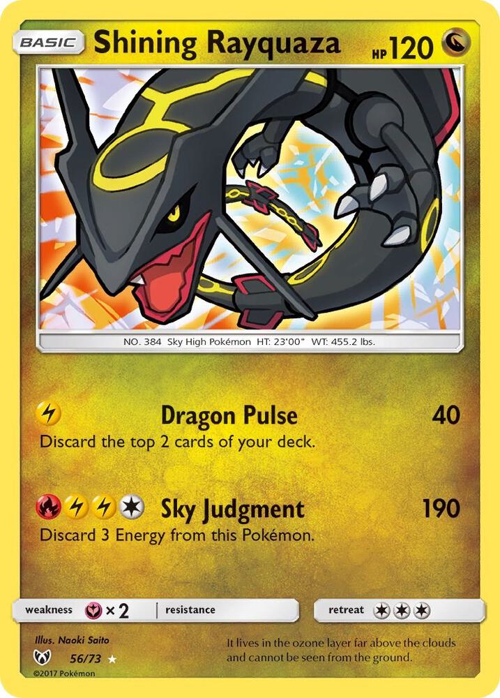 Shining Rayquaza 56/73 card from Shining Legends