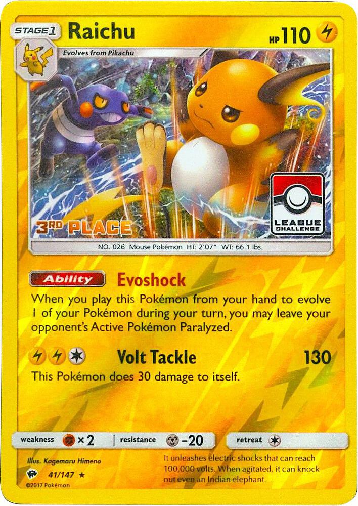 Raichu - 41/147 (League Challenge) [3rd Place] 041/147 card from League & Championship Cards