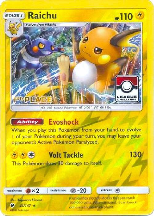 Raichu - 41/147 (League Challenge) [1st Place] 041/147 card from League & Championship Cards
