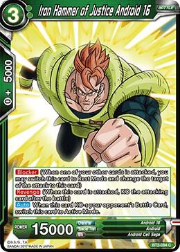 Iron Hammer of Justice Android 16 BT2-094 card from Union Force